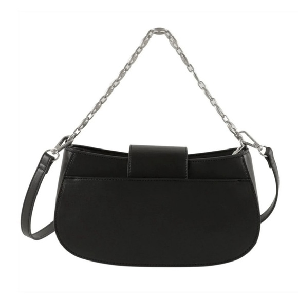 French Connection Maud Smooth Baguette Shoulder Bag and Crossbody Black NWT - Picture 5 of 10